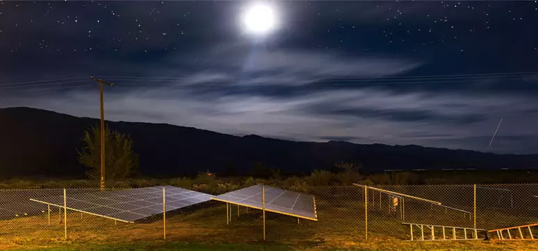 solar panels night