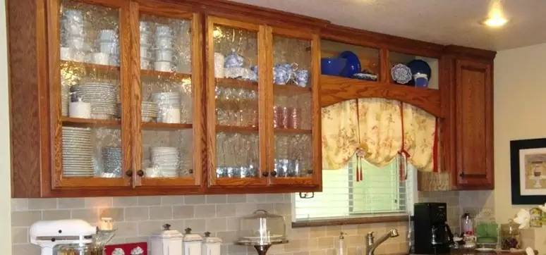 Kitchen cabinets with a glass-front