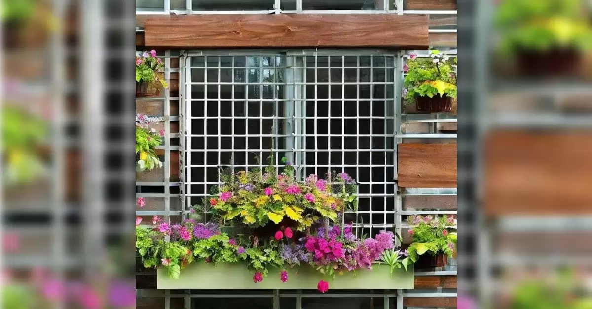 Window Grill Design with Gardening Space