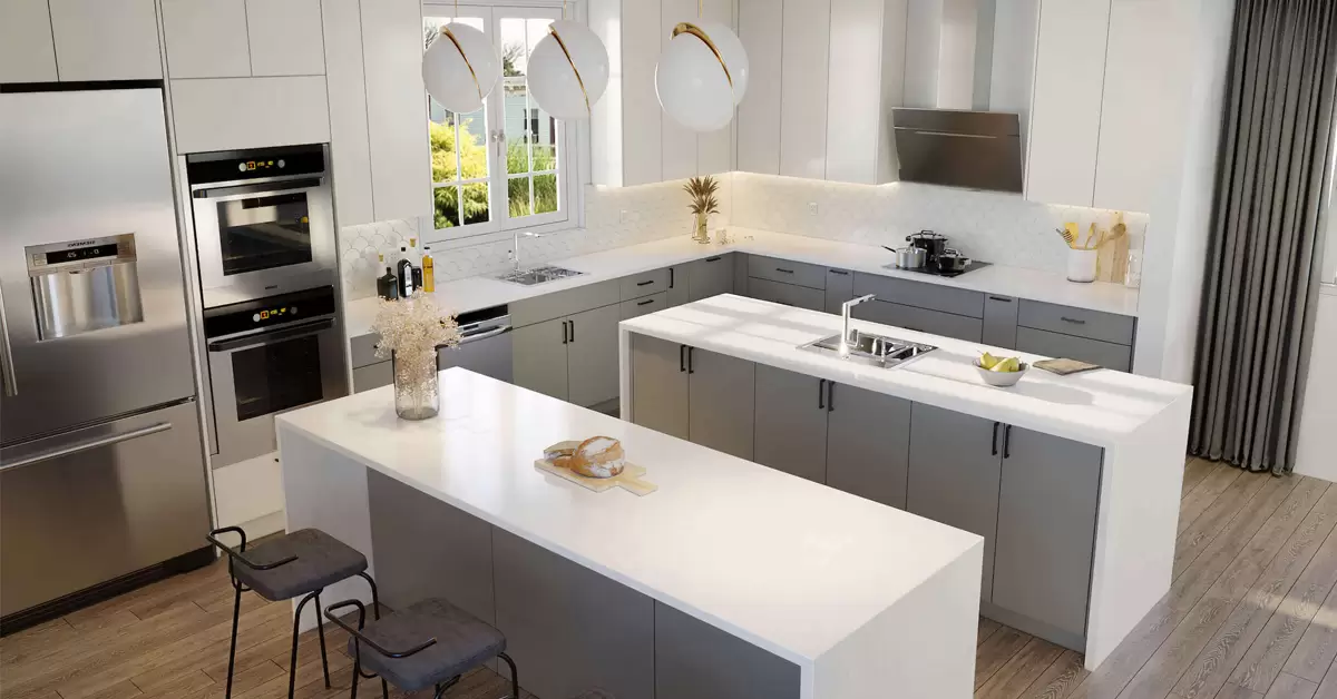 Enhance Your Massive Kitchen With Two Island Kitchens