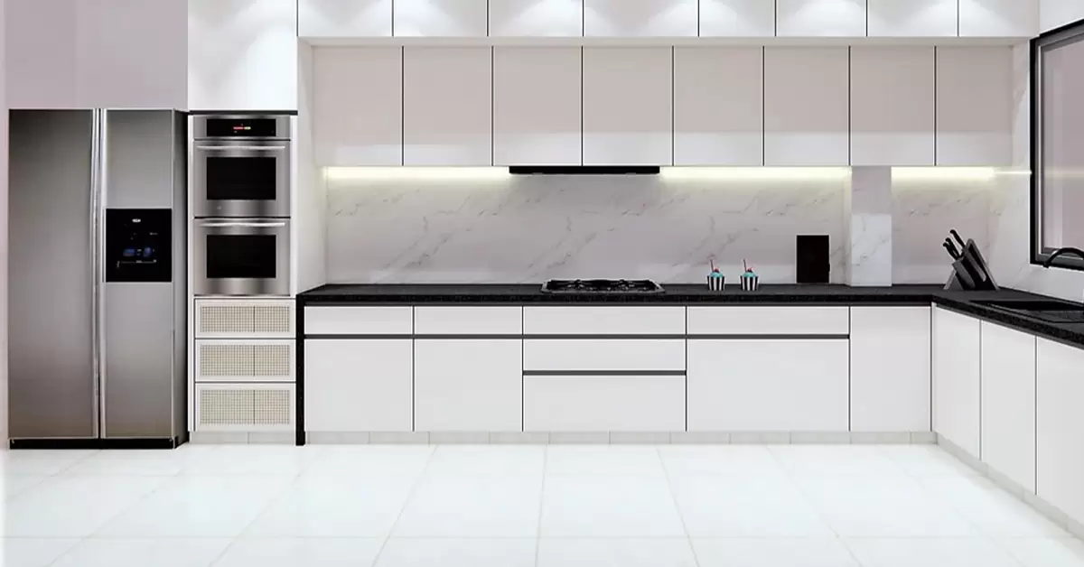 Monochrome Acrylic Modular Kitchen