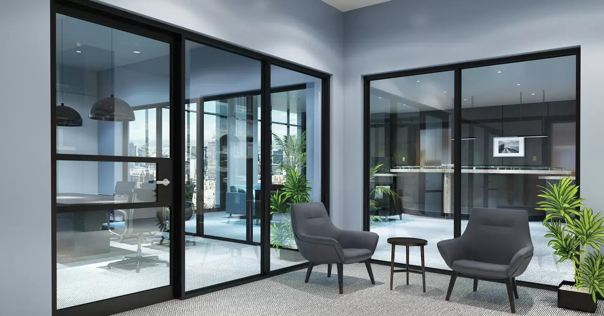 Rich Aluminium Door Design for Office Elegance