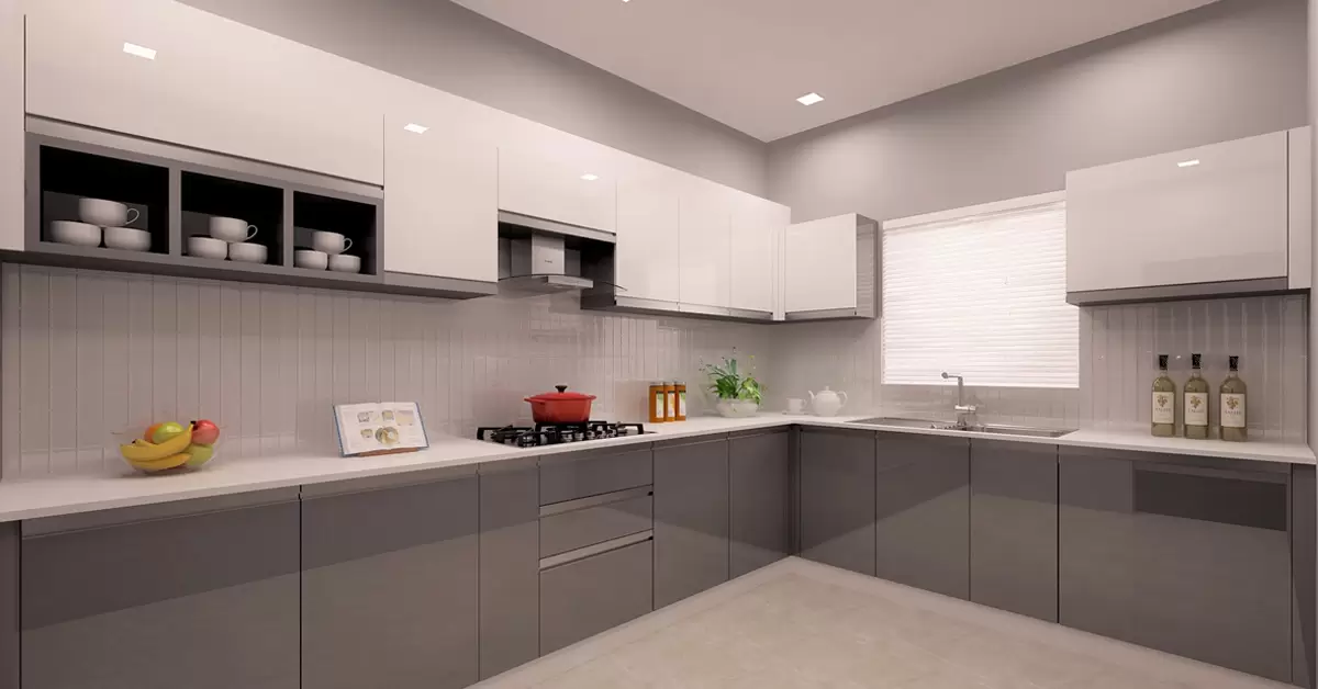 Two-tone L-shaped Kitchen Interior Design