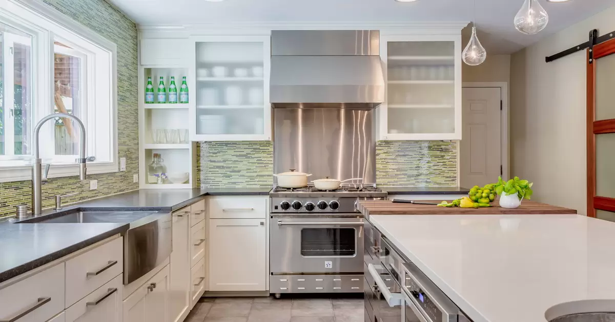 Glass-Front Cabinets For Visual Depth