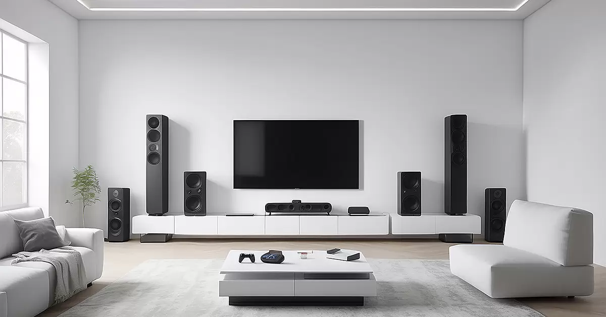 Minimalism in Living Room Home Theatre