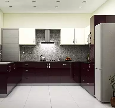 U-Shaped Modular Kitchen Design with stylish cabinets