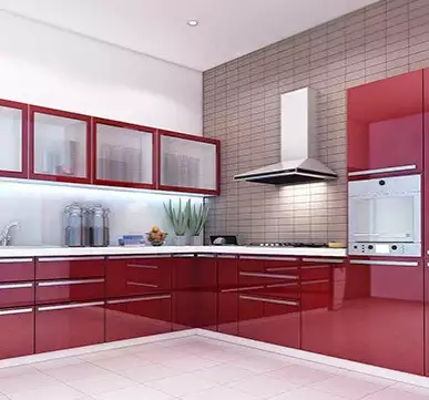 Modular Kitchen Designs with Red and White Color Combination