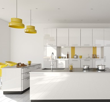 Island Modular Kitchen with soft shades for elegant appeal