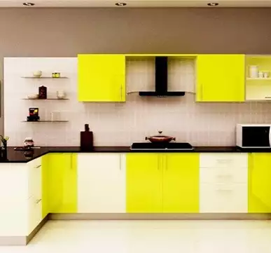 Yellow and White Modular Kitchen Design