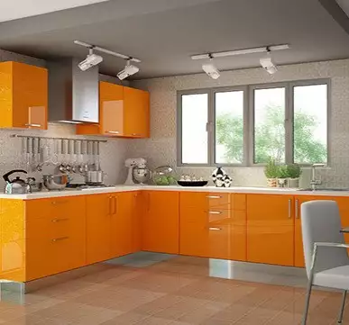 Corner Modular Kitchen With Vintage Cabinets