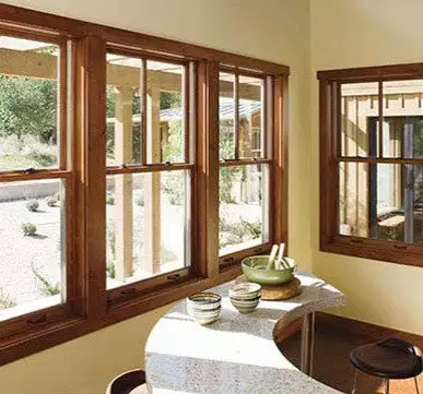 wooden window design with glass