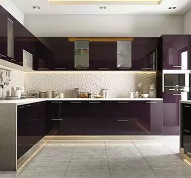 L-Shaped Modular Kitchen with Stylish Drawer System