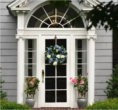 entry door window with arc