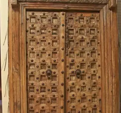 Wood glass double door design