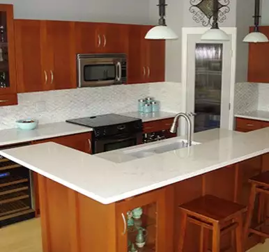 U-Shaped White quartz kitchen counter