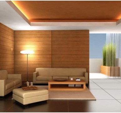 Living Room Wooden Cladding Design