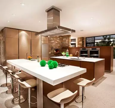 Open Modular Kitchen Design With Dining Table