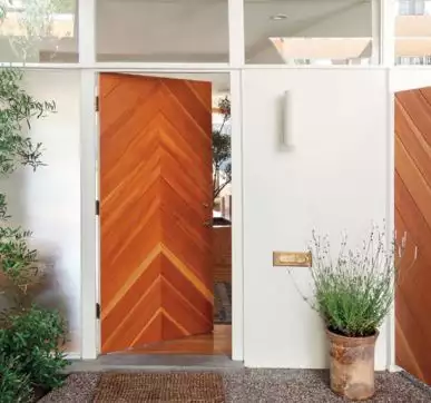 Chevron wooden main door designs