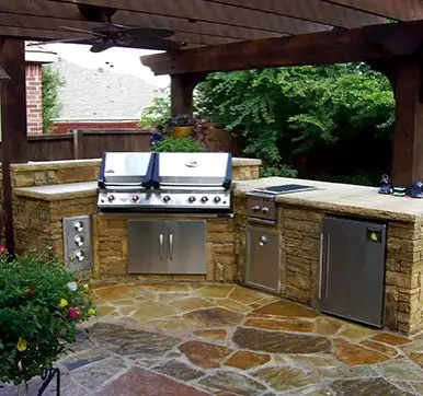 Outdoor Kitchen Design Built with Stones