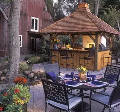 Outdoor kitchen near the main house