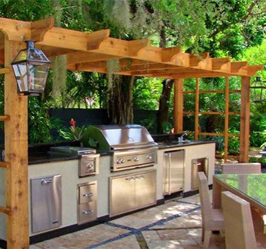 L Shaped Outdoor Kitchen Design