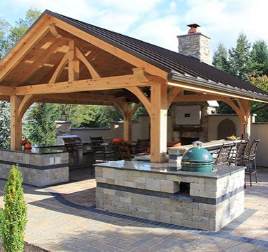 Outdoor Kitchen With Seating Arrangement