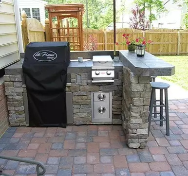 Small Outdoor Kitchen Attached to Main House