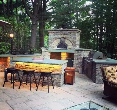 Outdoor Kitchen With Bar Counter