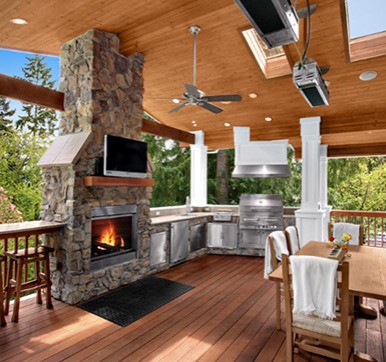 Outdoor kitchen design with dining area