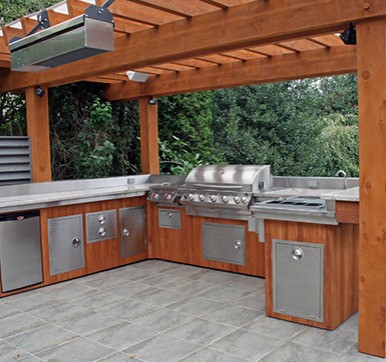 Wooden Outdoor Kitchen With Steel Components