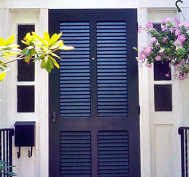 Slated entrance doors