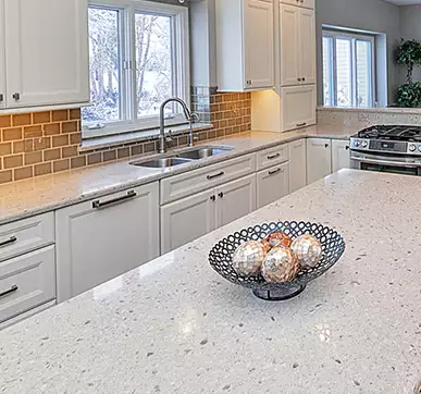 Glossy and textured Quartz countertops