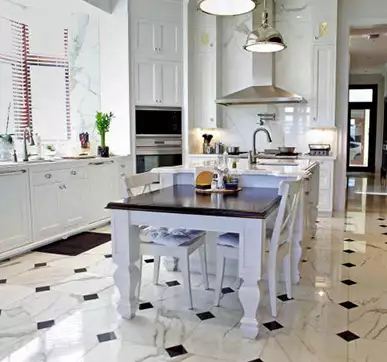 Textured Marble Tiles for Kitchen Floors