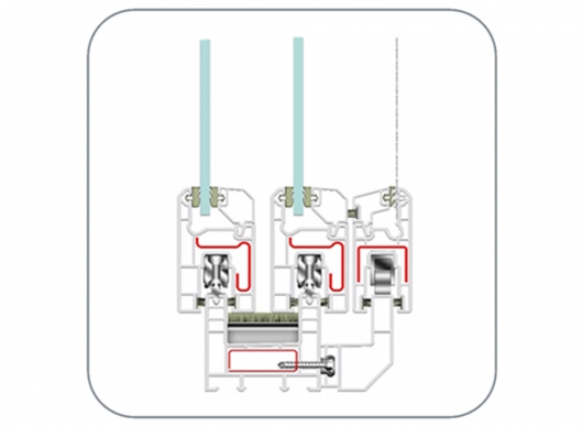 uPVC Sliding Window Profile (EN62 2-Track – with fly-screen track extension) by ENCRAFT